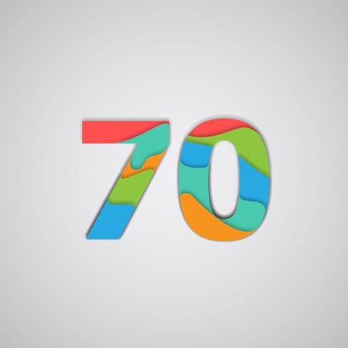 Colorful papercut layered number, vector
