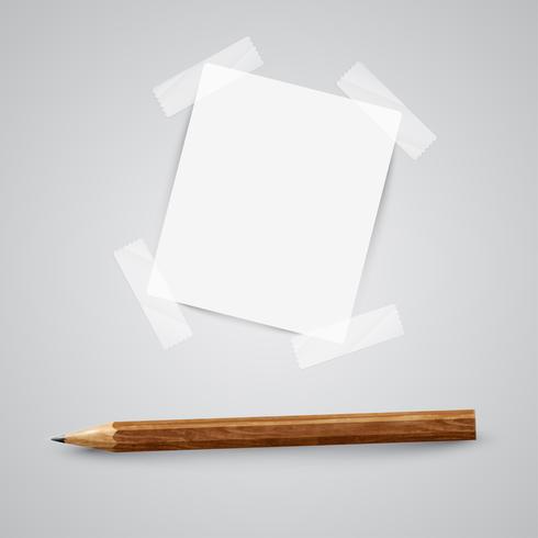 A piece of paper with a pencil, vector
