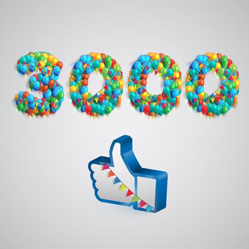 Number of likes made by balloon, vector illustration