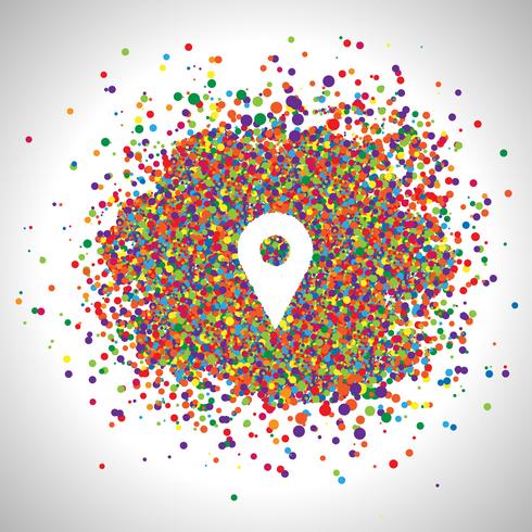 Pin made by colorful dots, vector
