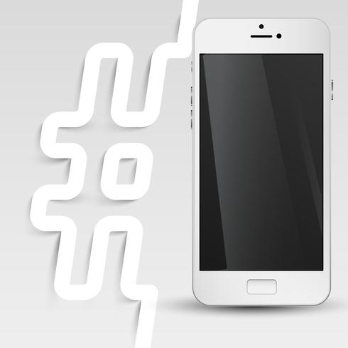 Black screened phone with a hashtag, vector
