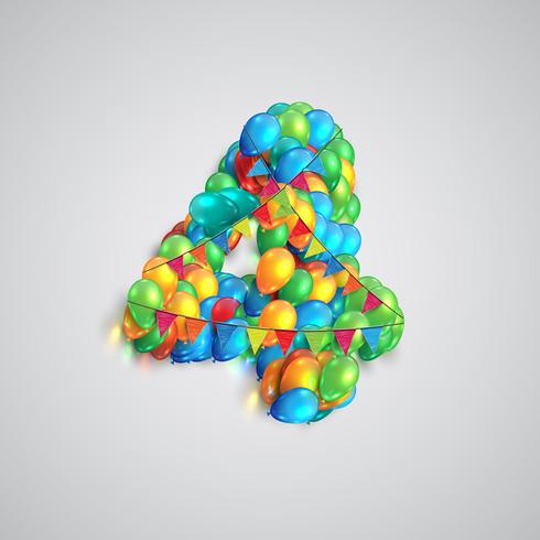 Number made by colorful balloons, vector
