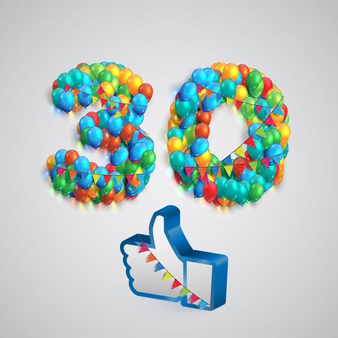 Number of likes made by balloon, vector illustration