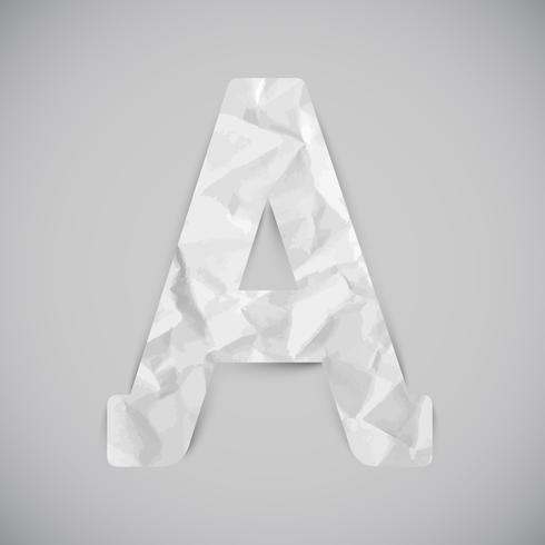 Letter made by crumpled paper with shadows, vector
