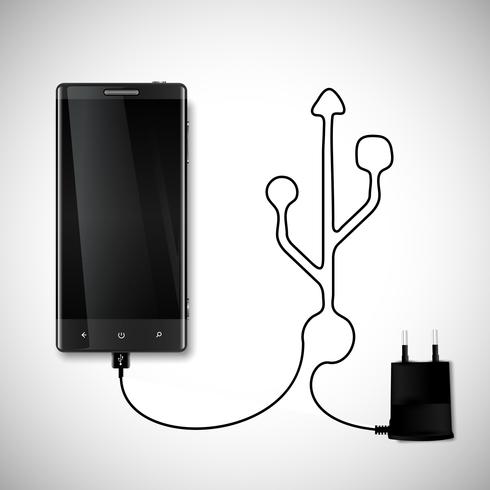 Teléfono móvil con conexión USB. vector