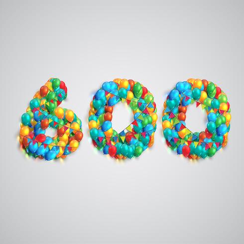 Number made by colorful balloons, vector
