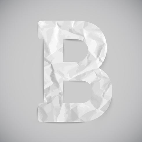 Letter made by crumpled paper with shadows, vector
