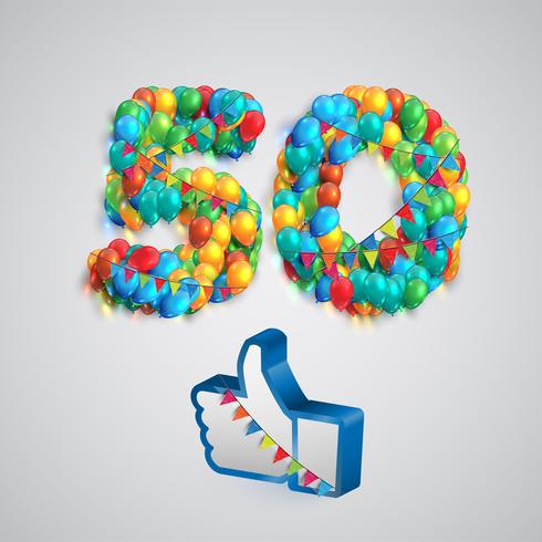 Number of likes made by balloon, vector illustration