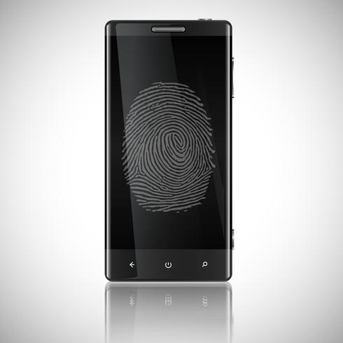 Business Black Smart Phone With Fingerprint Access, Vector
