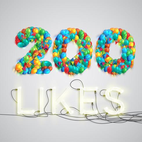 Number of likes made by balloon, vector illustration