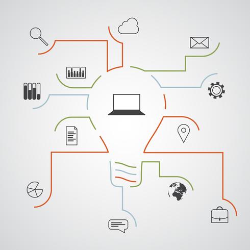Iconos de bombilla e infografía, vector
