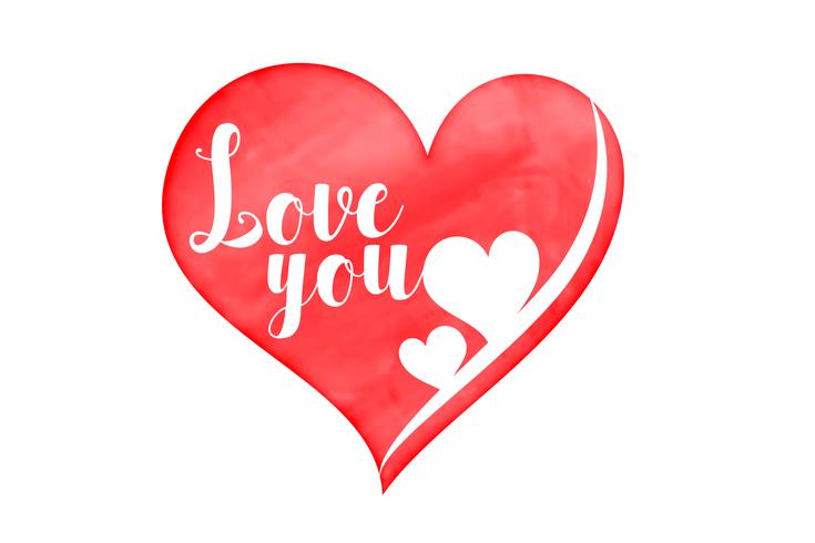 watercolor heart with love you message - Download Free Vector Art, Stock Graphics & Images