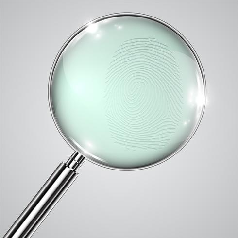 Fingerprint and a magnifier, vector
