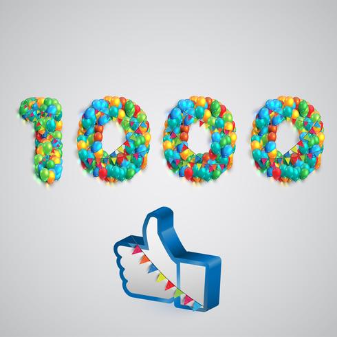 Number of likes made by balloon, vector illustration