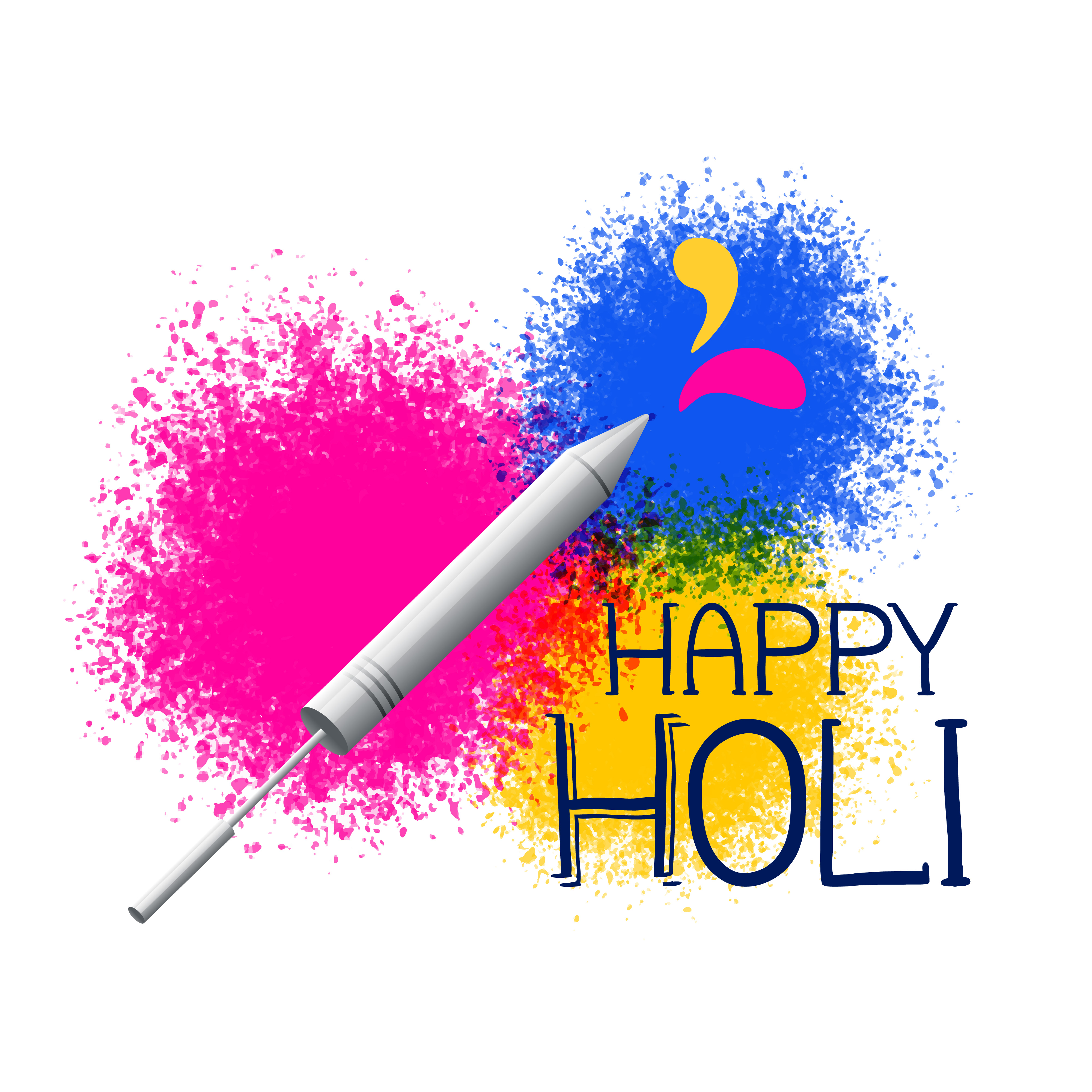 colors splatter with pichkari for holi festival greeting - Download