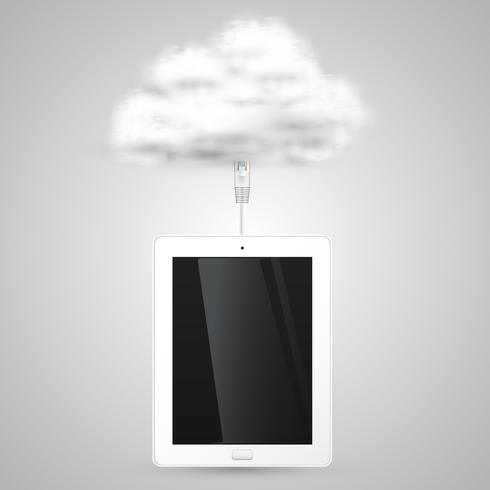 Tablet is connecting to cloud
 vector