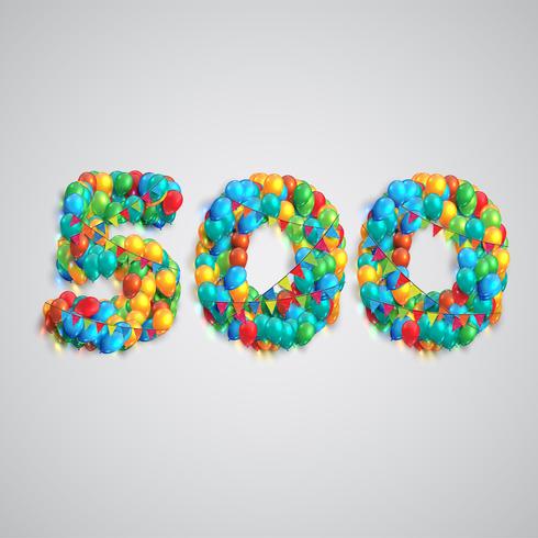 Number made by colorful balloons, vector
