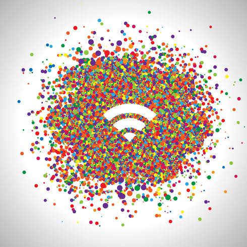 Wifi made by colorful dots, vector
