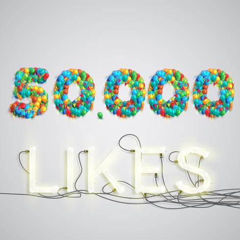 Number of likes made by balloon, vector illustration