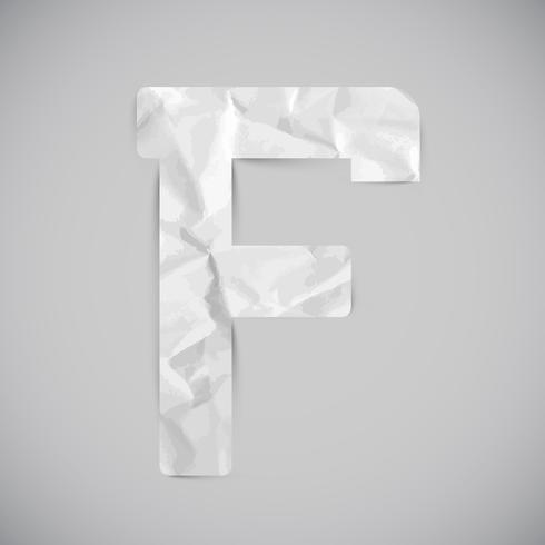 Letter made by crumpled paper with shadows, vector
