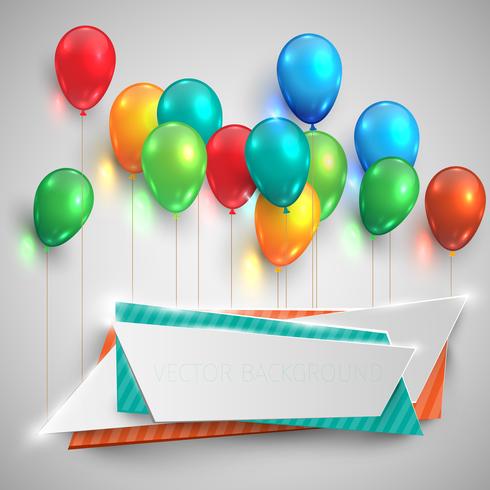 Color glossy balloons lift labels, vector
