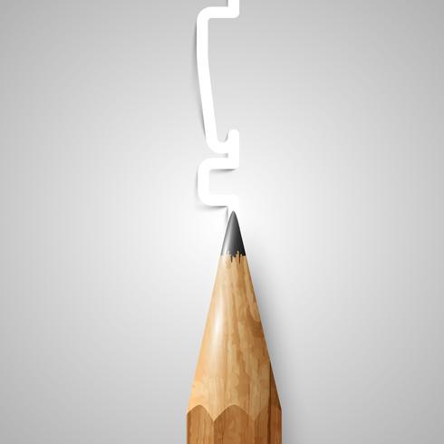 Brown wooden pencil, vector
