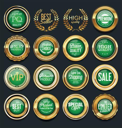 Luxury premium golden badges and labels vector