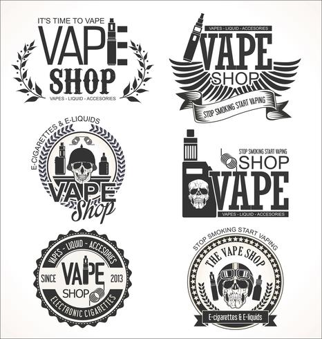 Vape shop labels retro collection vector