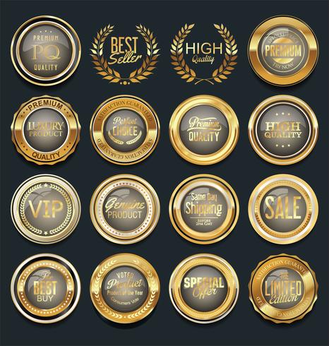 Luxury premium golden badges and labels vector