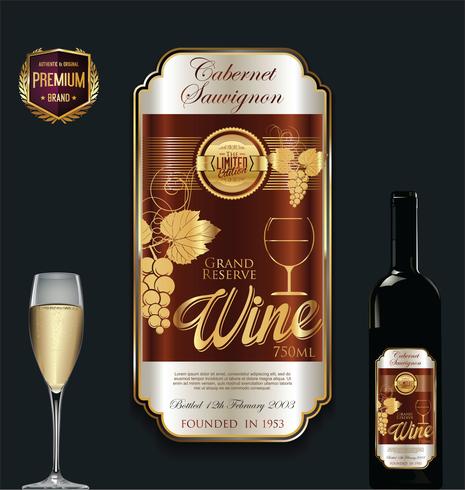 Luxury golden wine label vector illustration