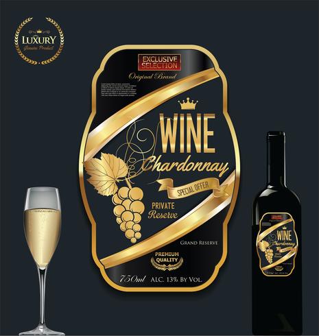 Ilustración de vector de etiqueta de oro vino de lujo