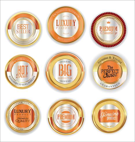 Luxury premium golden badges and labels vector