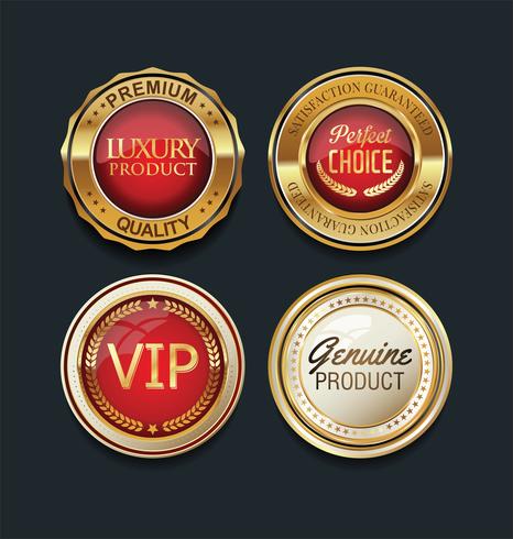 Luxury premium golden badges and labels vector