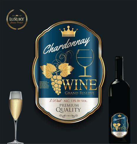 Ilustración de vector de etiqueta de oro vino de lujo