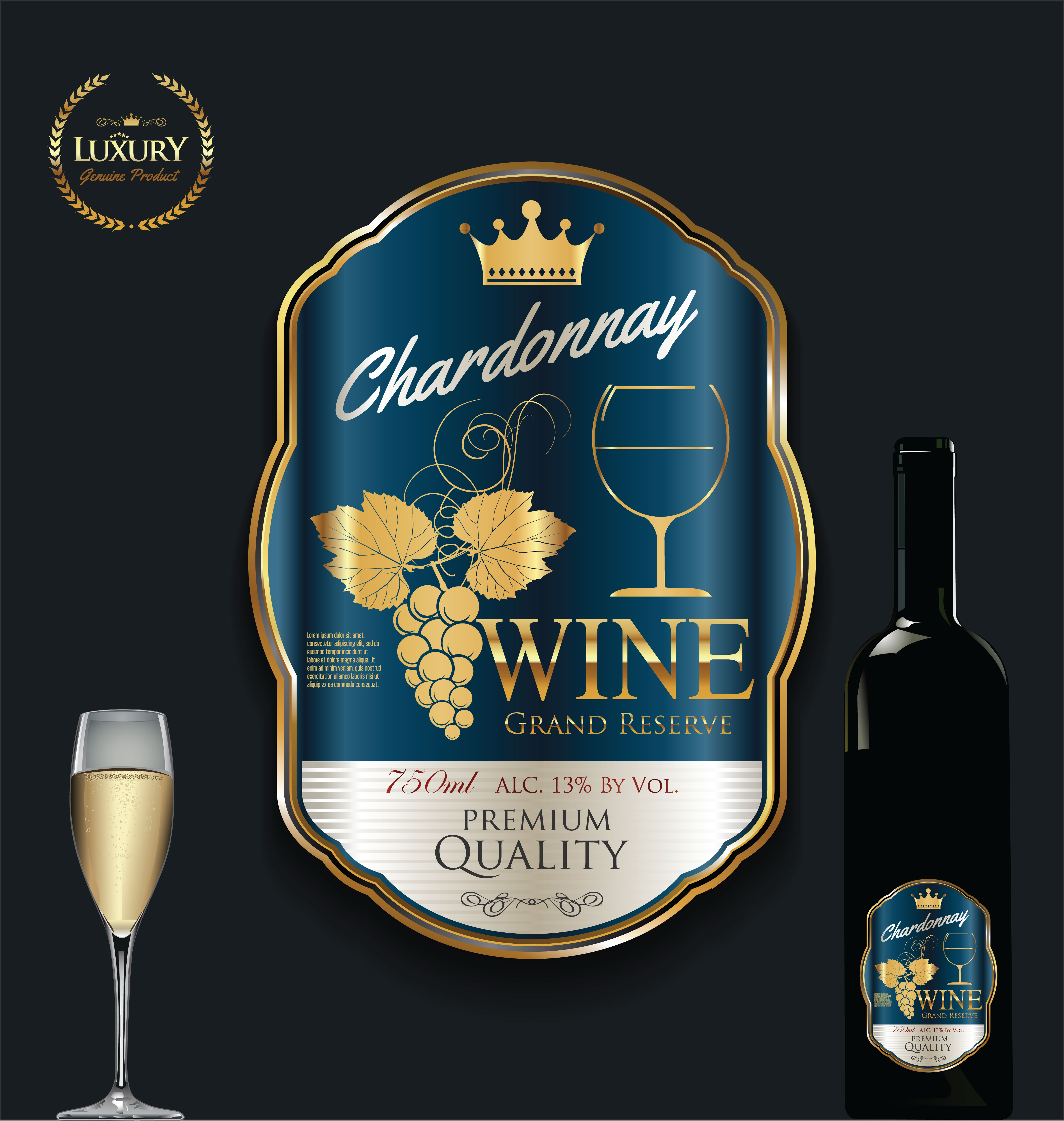 Luxury golden wine label vector illustration 322532 Vector Art at Vecteezy
