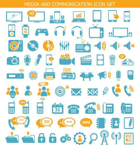 Iconos de medios y comunicación. vector