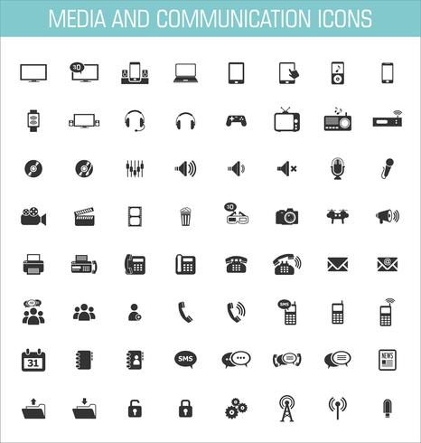 Iconos de medios y comunicación. vector