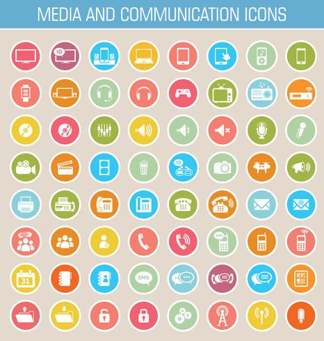 Iconos de medios y comunicación. vector