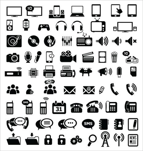 Media and communication icons vector