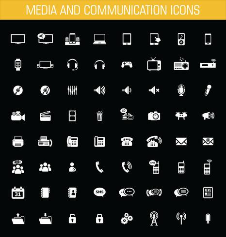 Iconos de medios y comunicación. vector