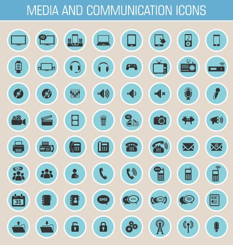 Iconos de medios y comunicación. vector