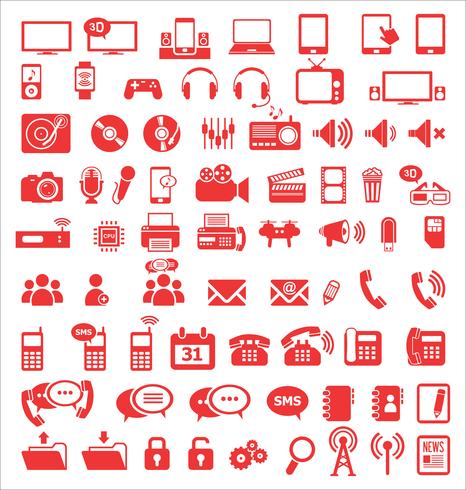 Iconos de medios y comunicación. vector