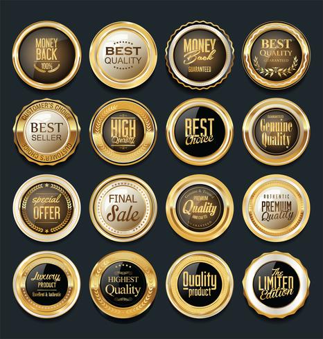 Luxury premium golden badges and labels vector