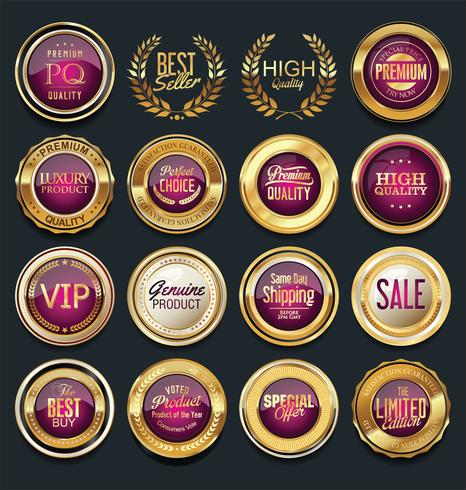 Luxury premium golden badges and labels vector