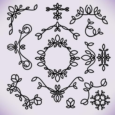 Vector line frame design elements, ornament, emblem, logo, background, frames