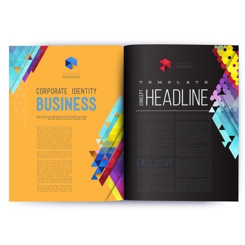 Abstract vector template design for the pages of the magazine