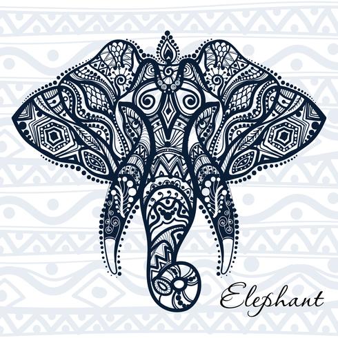 Dibujo vectorial de elefante con estampados étnicos de la india. vector