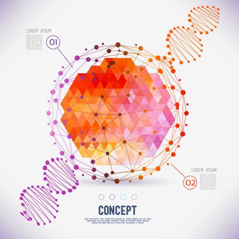 Abstract concept geometric lattice, the scope of molecules, DNA chain vector