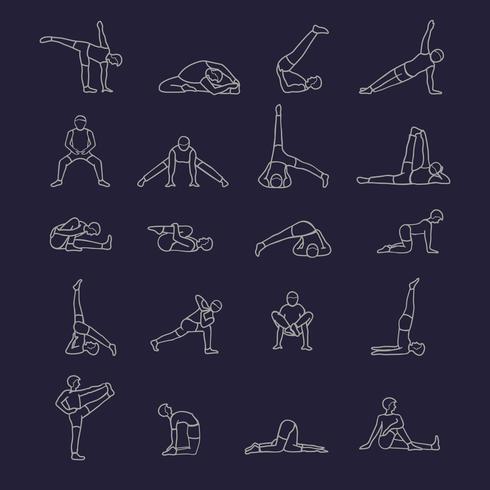 Iconos de posiciones de yoga vector