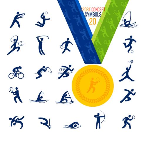 Sports Athletes, Symbol Icon Set, Athletic, Games, Action